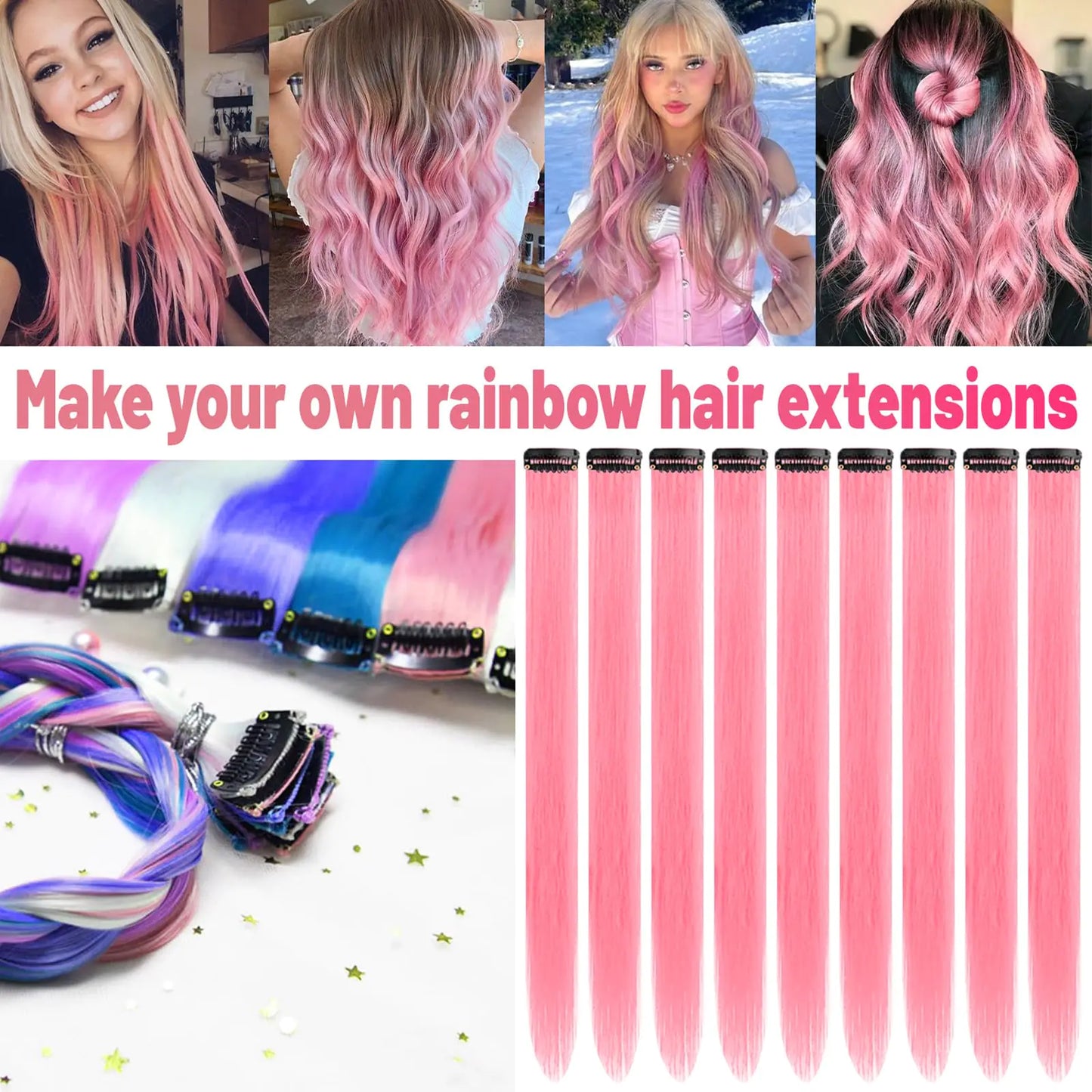 Multi-colors Party Highlights Clip Hair Extensions